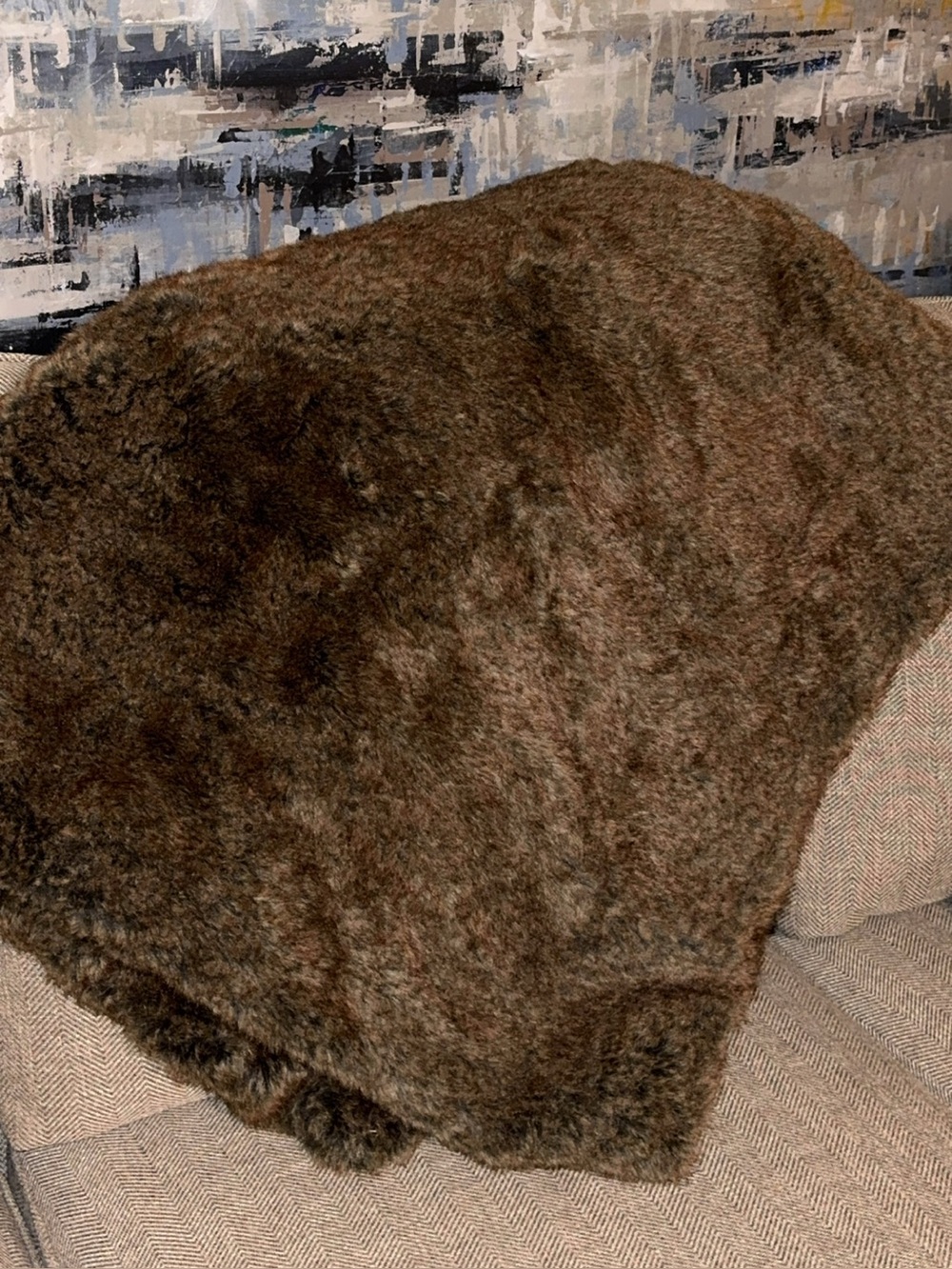 Restoration Hardware Plush Faux Fur Throw in Brown-Mocha